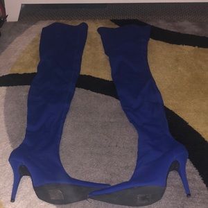 Jeffery Campbell royal blue thought high boots Diane 10